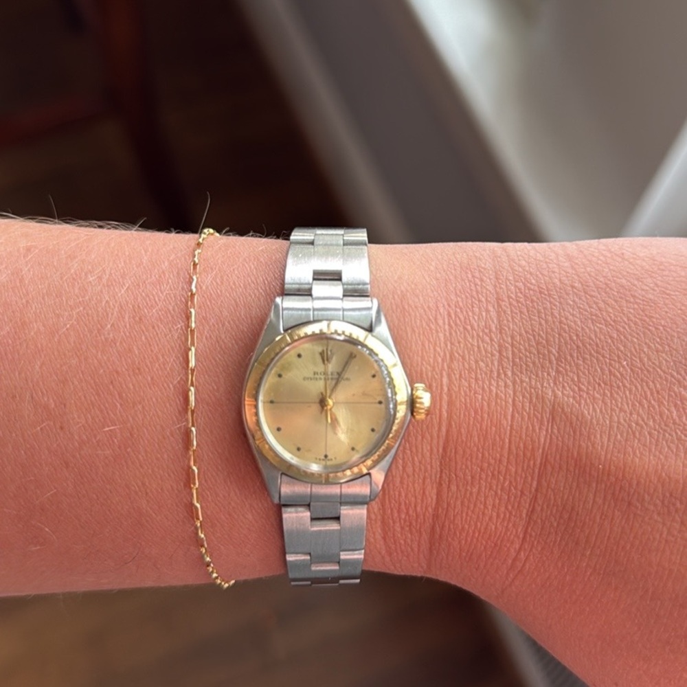 Ladies Rolex Oyster Perpetual 24 mm Zephyr Two-toned Watch with Champagne Dial